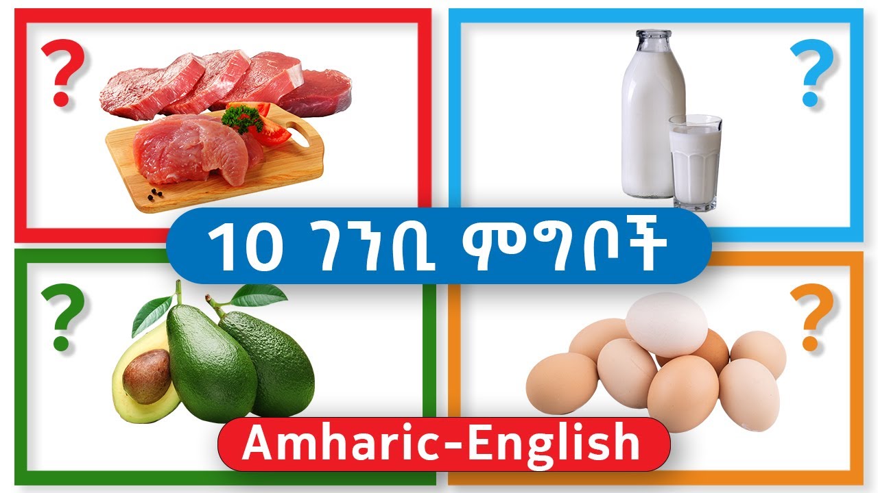 10 ወሳኝ ገንቢ ምግቦች // Learn 10 Protein-Rich Food Names in Amharic and English