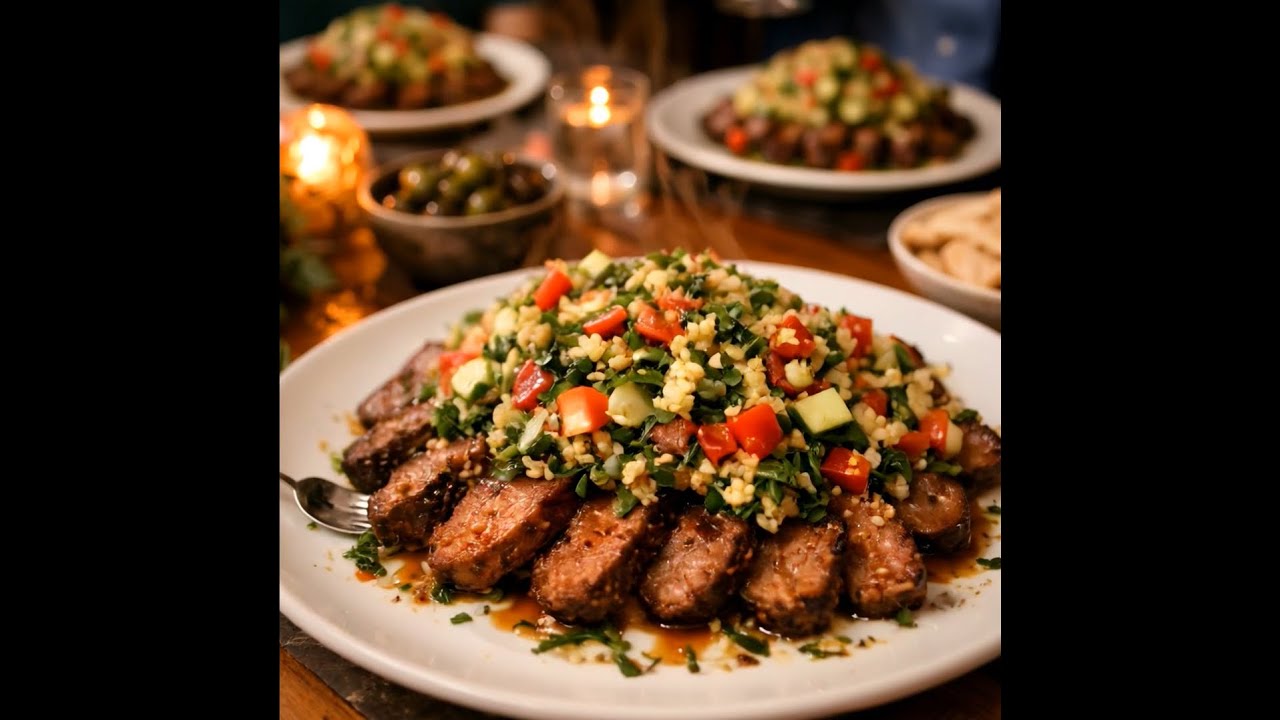 Moroccan Spiced Beef with Quinoa Tabbouleh