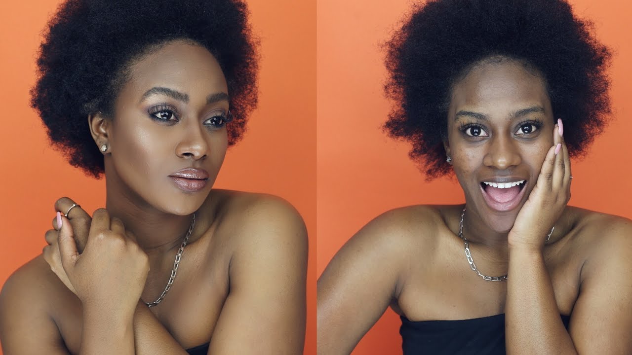 My First Ever Natural Hair Glam Look!!/ Mi Primer Look De Maquillaje Con Cabello Natural