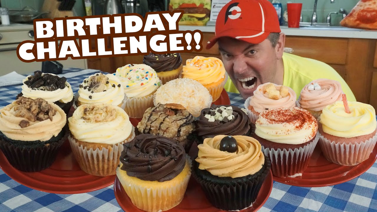 Birthday Cupcake Challenge w/ 16 Different BIG Cupcakes!!