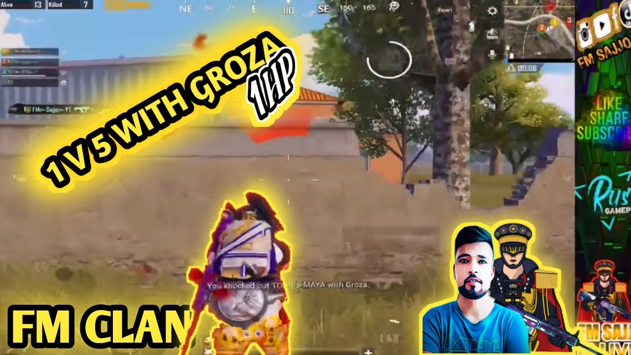 PUBG MOBILE || BEST 1 V 5 FM SAJJO YT || FM CLAN