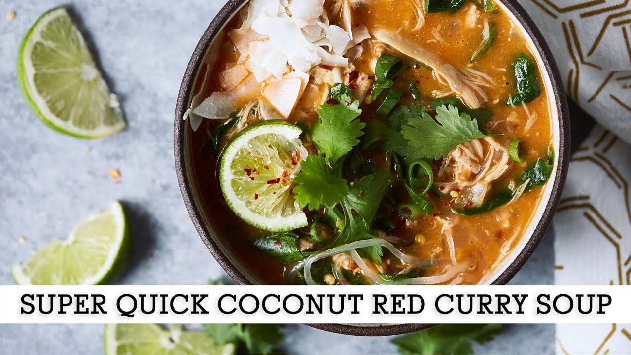 Super Quick Coconut Red Curry Soup // Paleo, Whole30, Keto, Vegan Options