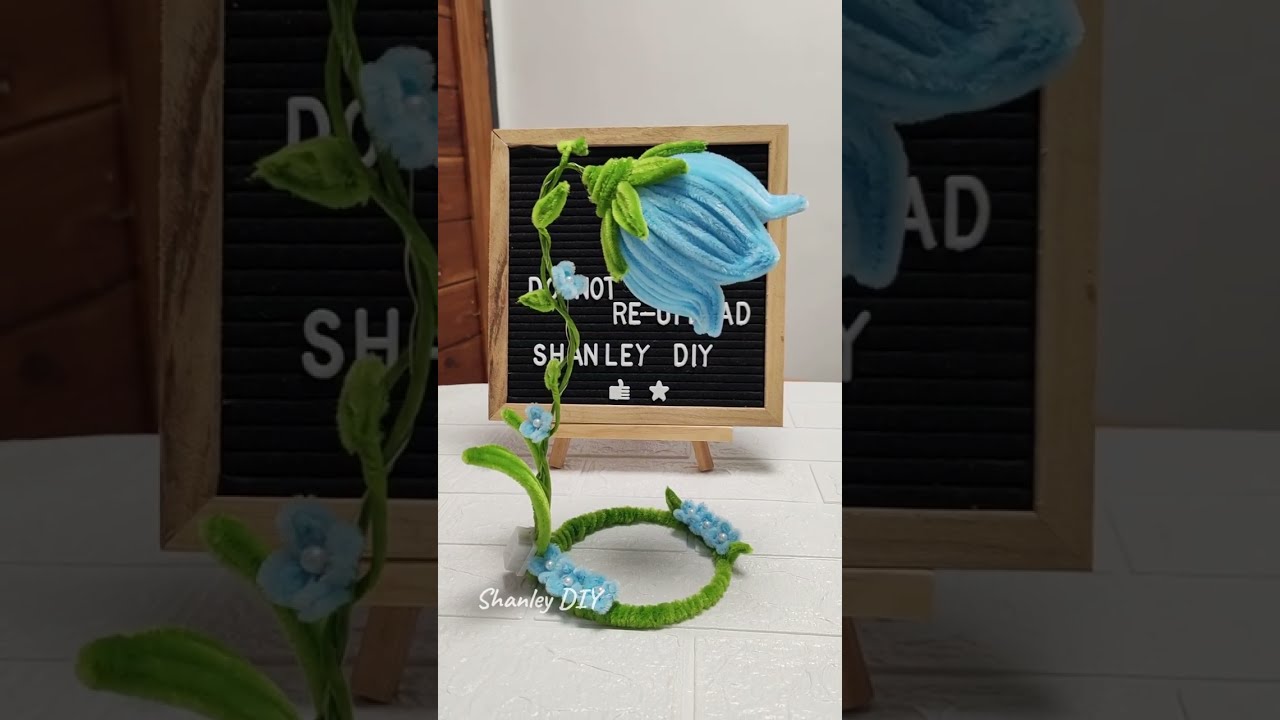 Lily of the valey flower lamp using pipecleaner #pipecleanercrafts #fuzzywirebouquet