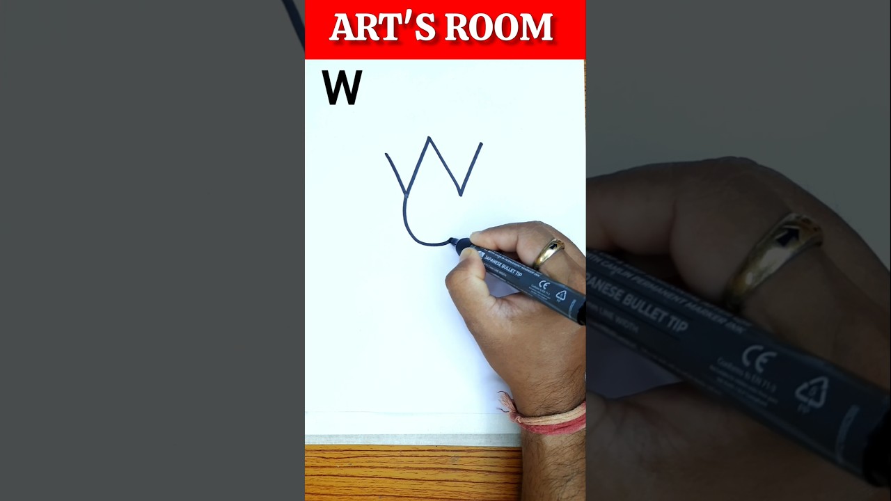 Easy Drawing Hack | Transform Letter W into a Stunning Lotus Flower! 🌸✍️ #shorts