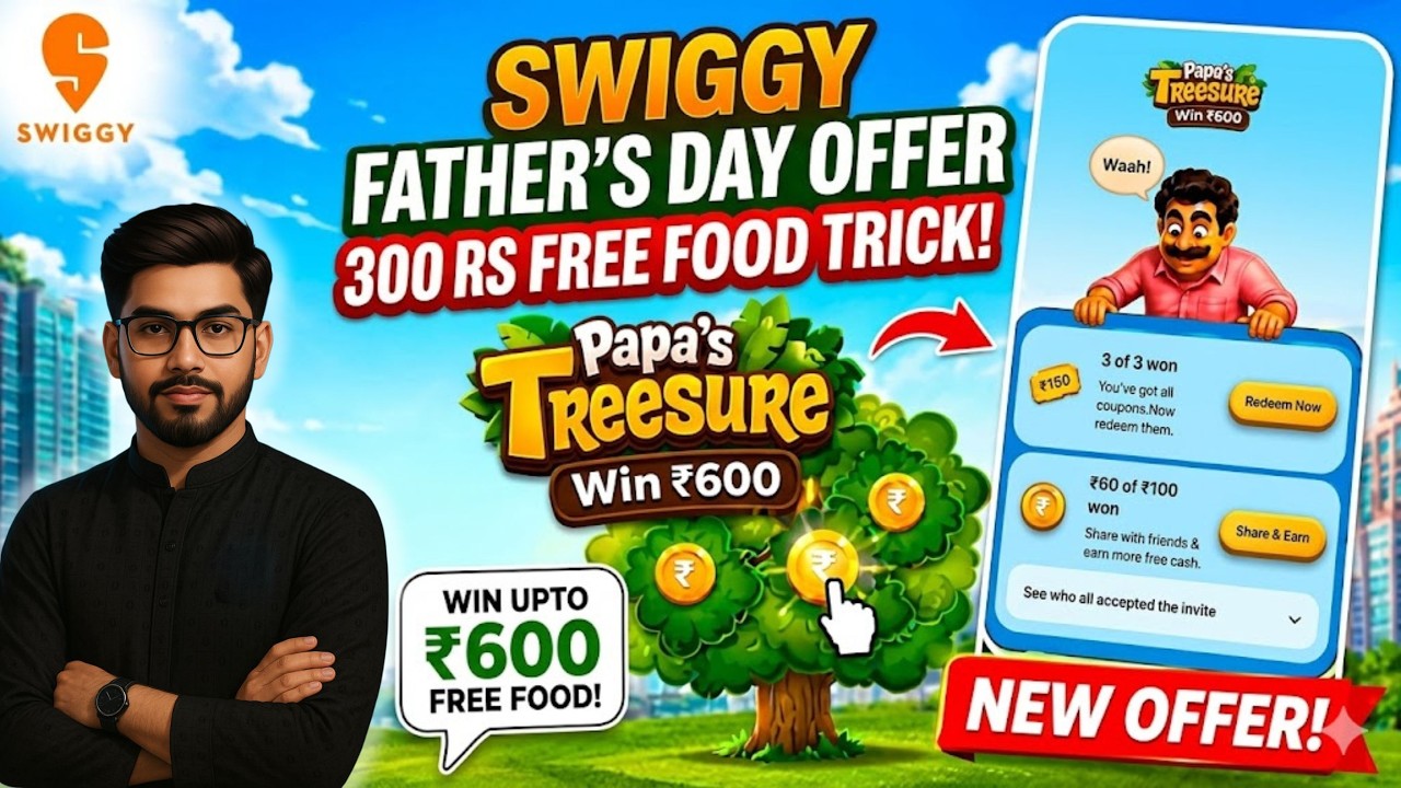 Swiggy ₹250+ Free Food Order Trick😍Swiggy Papa's Treesure New offer😍 #freefoodoffer #swiggy