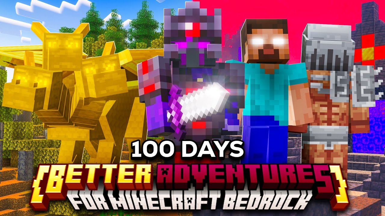 I Survived 100 Days In BETTER ADVENTURES In Minecraft Bedrock!
