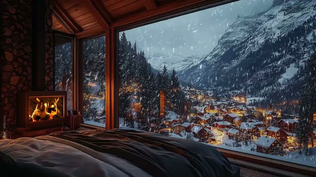 Trois Heures de Quiétude Hivernale avec Neige Douce et Foyer Discret