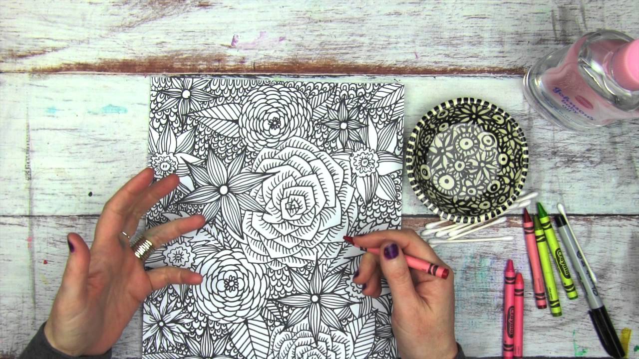 coloring with crayons and baby oil