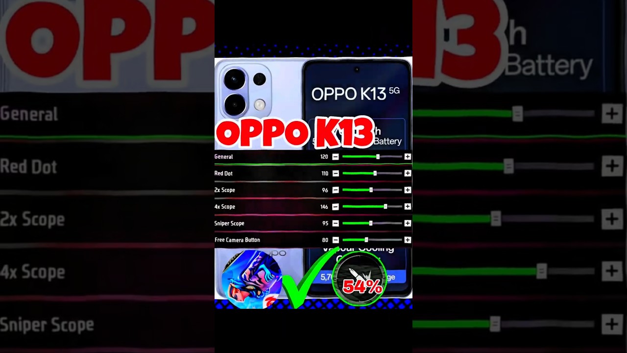OPPO K13 Sensitivity in free fire 🔥 Sensitivity settings Oppo K13 5g sensivity+HUD settings #oppo
