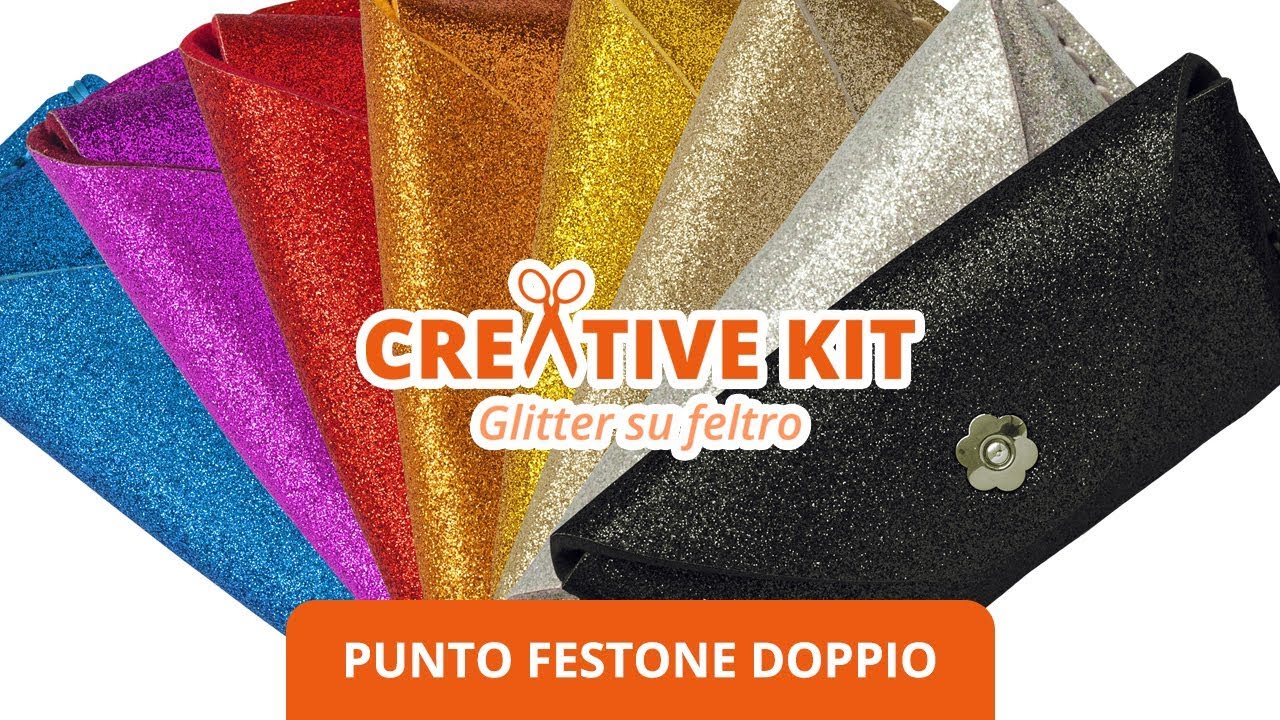 Creative kit - Astuccio occhiali glitter e feltro - Tutorial (Punto festone doppio)