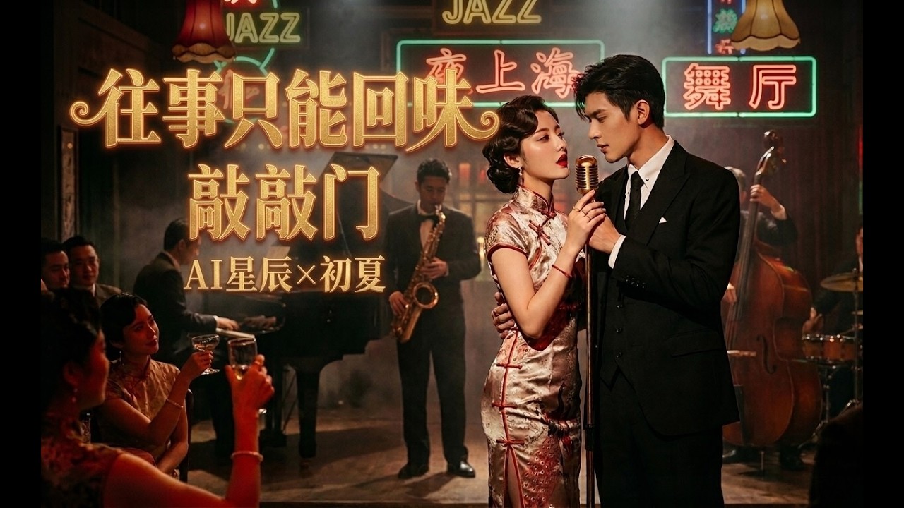 当《往事只能回味》遇上《敲敲门》｜夜上海男女对唱太好听了｜AI 星辰 × 初夏