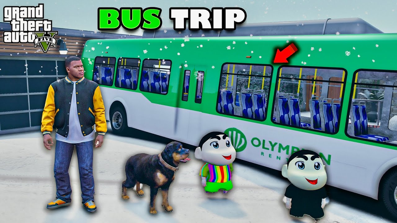 GTA 5 : Franklin, Shinchan & Pinchan Bus Trip Adventure | GTA 5 Mods | GTA V