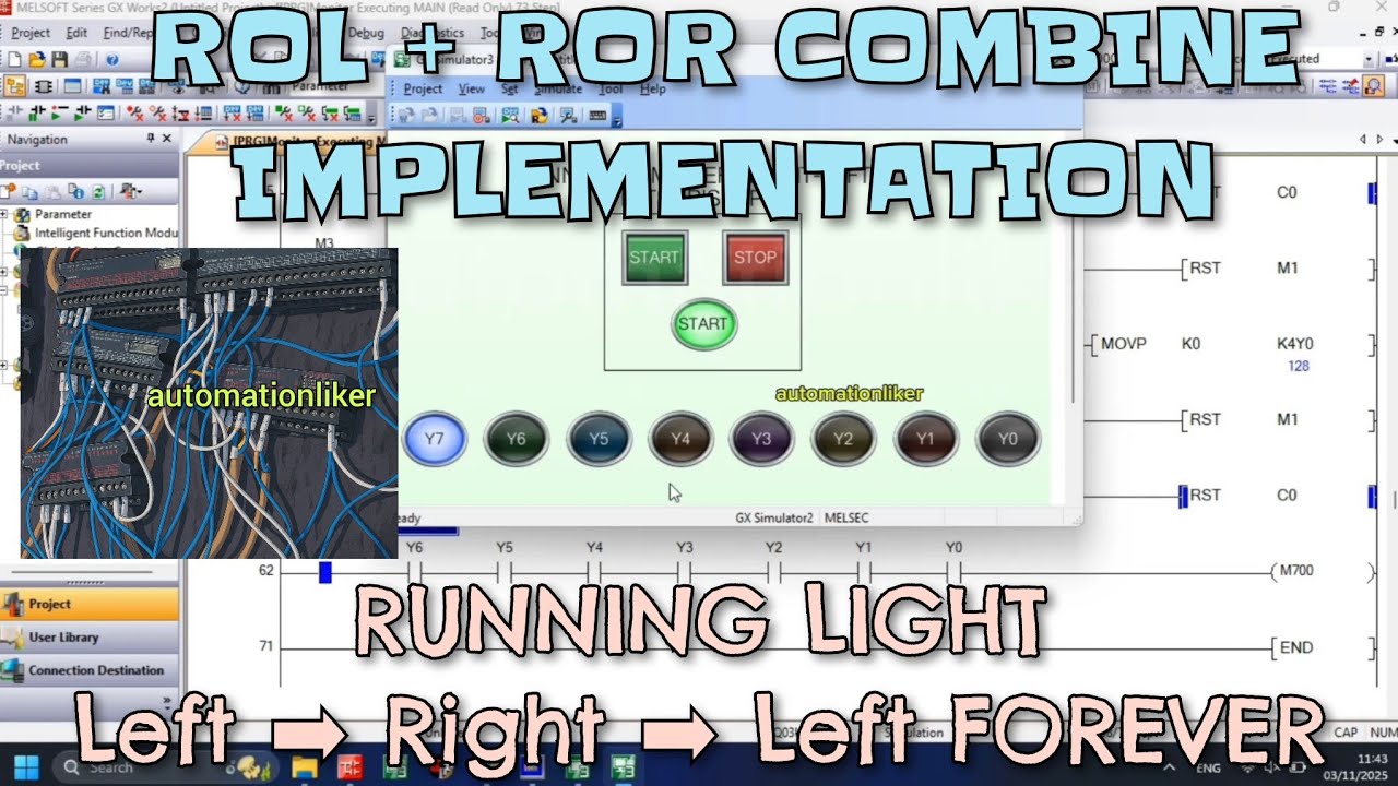 ROL & ROR Instruction Combine: The Secret Behind This Crazy Light Pattern | Mitsubishi PLC