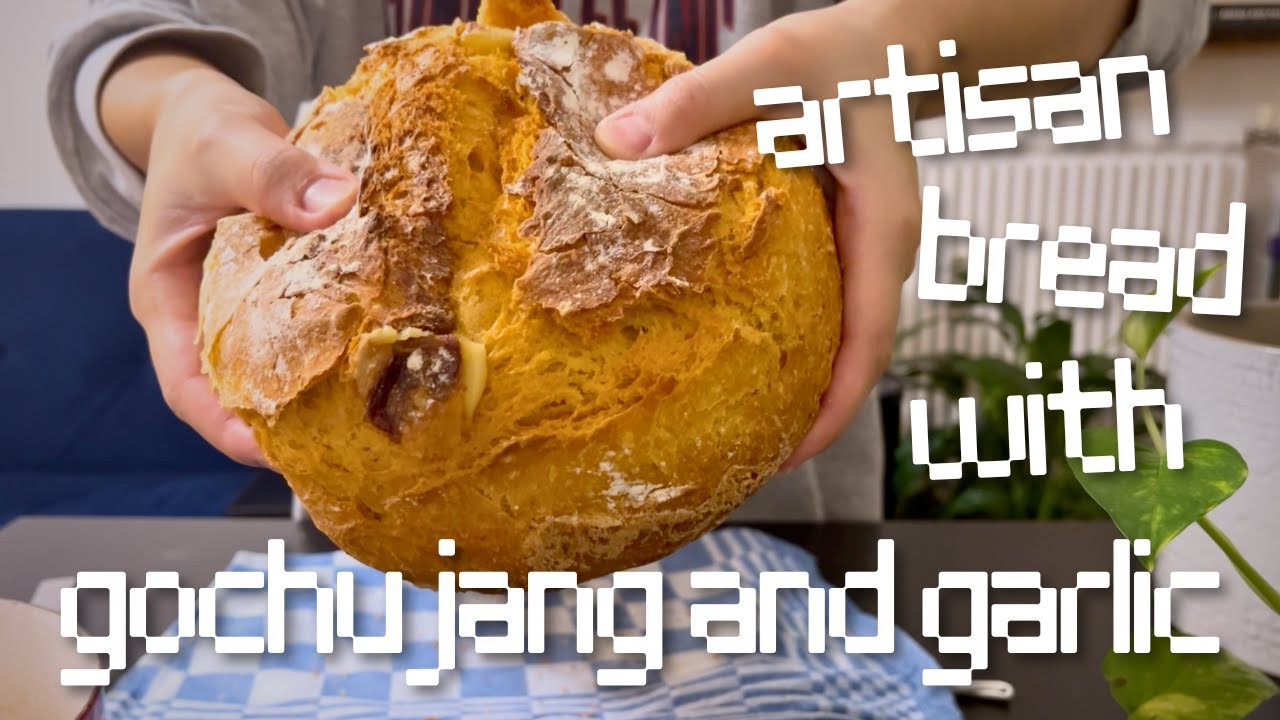 testing out artisan bread with gochujang and garlic