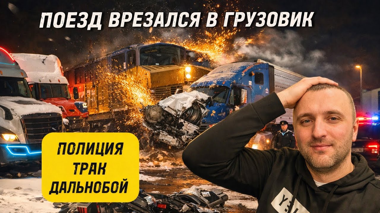 Работа дальнобойщика — риск каждый день. ДТП с поездом | Видео с регистратора