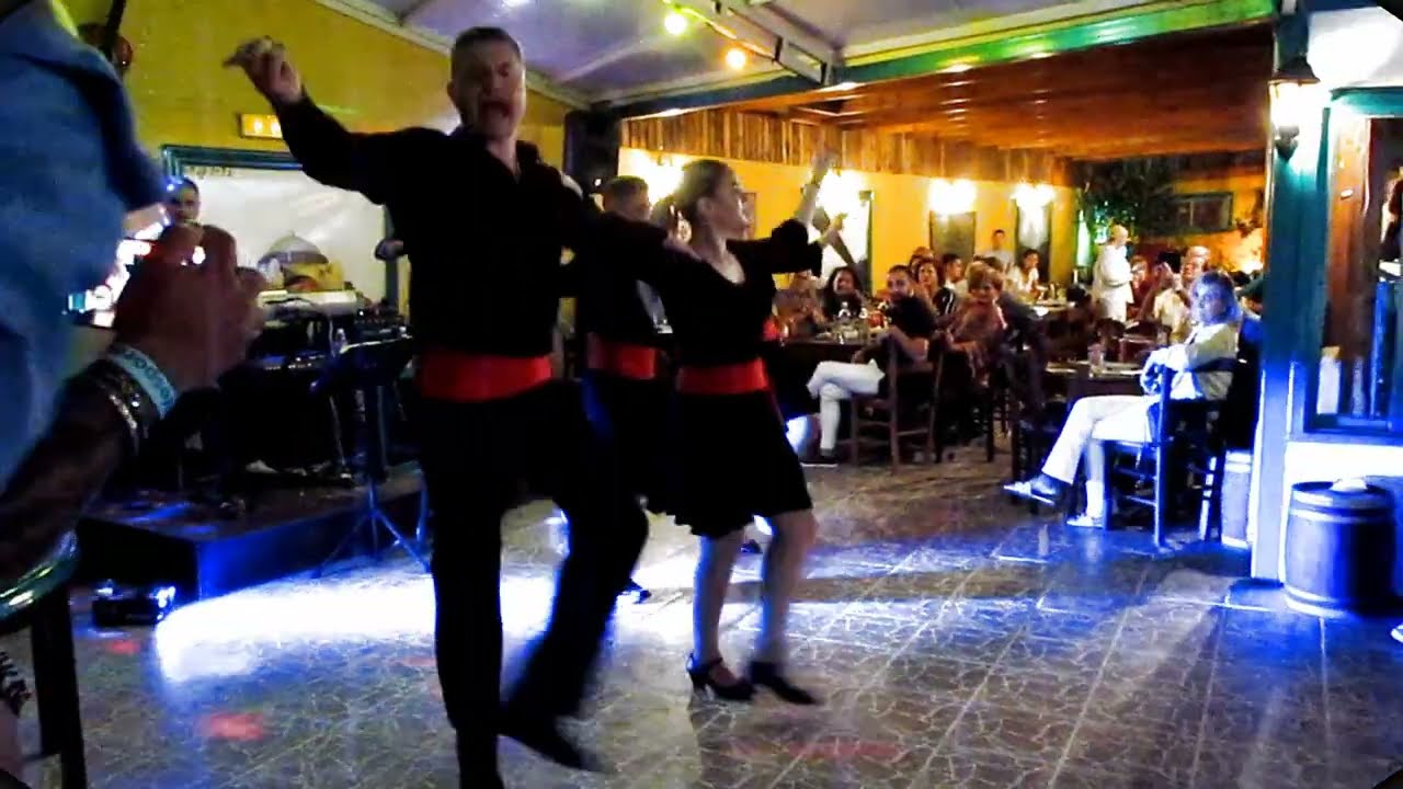Greek folk dancers in Vosporos taverna Rhodes