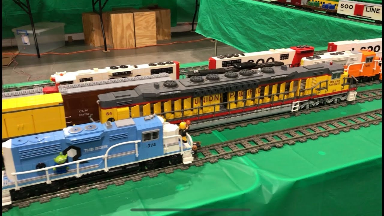 Lego Train Layout by Joe's Brick Depot at the World's Greatest Hobby Show w/ MOC Union Pacific DD40