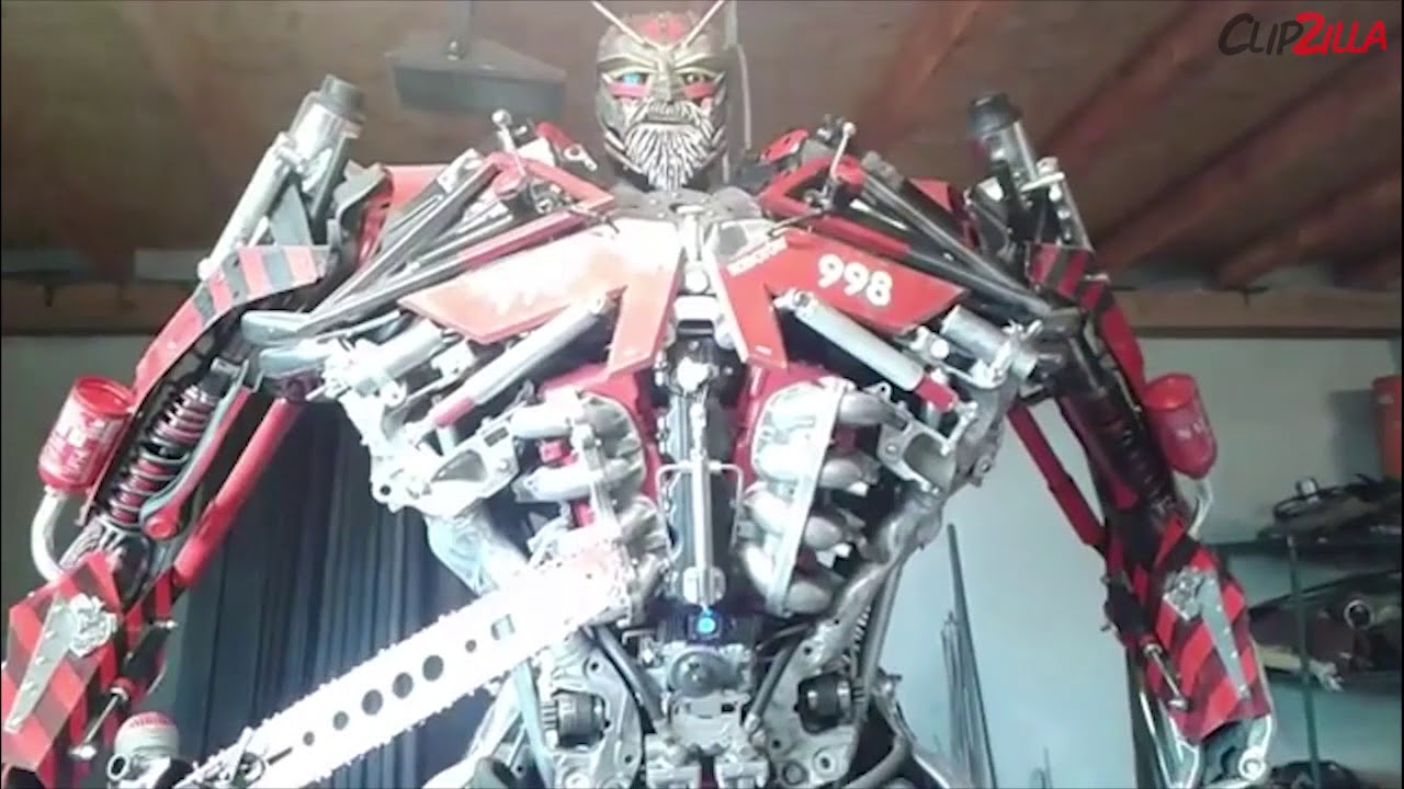 Artist's Scrap Metal Sculpture Of Robot