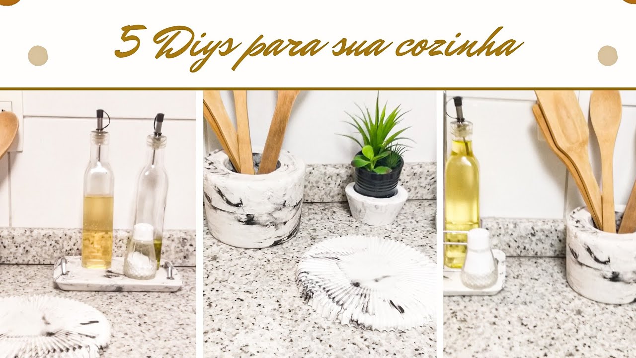 Diy para Cozinha feito com gesso com efeito marmorizado - Faça você mesmo