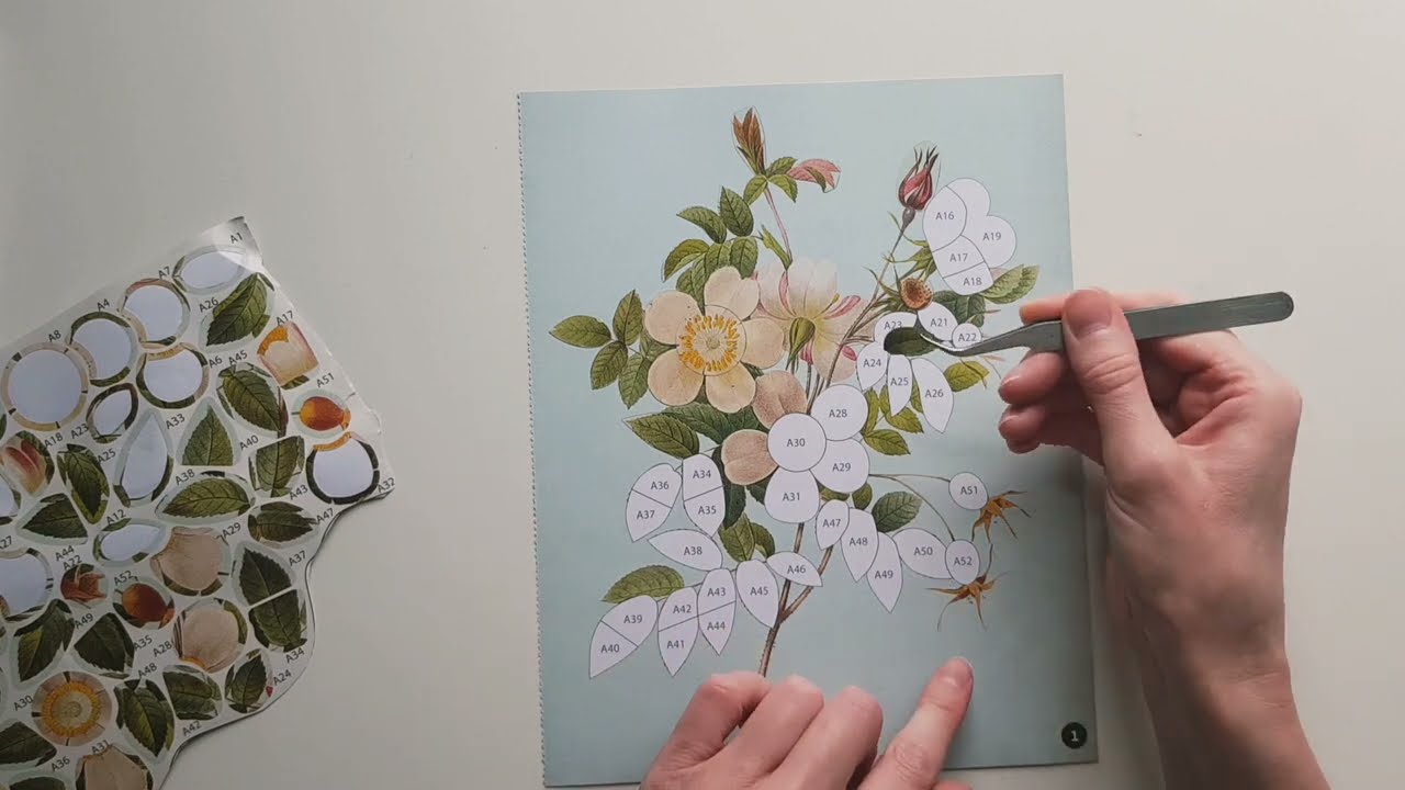 Stickers By Numbers Vintage Flowers ASMR | Sticker Book | Paper Sounds | No Talking