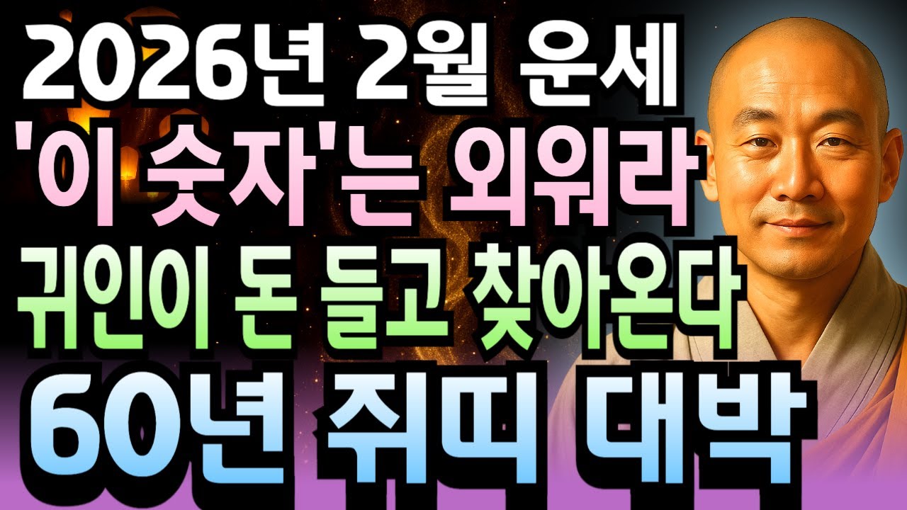 1960년생 쥐띠 경자년생 66세 2026년 병오년 2월 운세 하늘이 준다! 돈복 터지고 부자 될 운명 작동하는 한 달, 쥐띠 평생 황금기 타는 재물 DNA 놓치면 안됩니다.