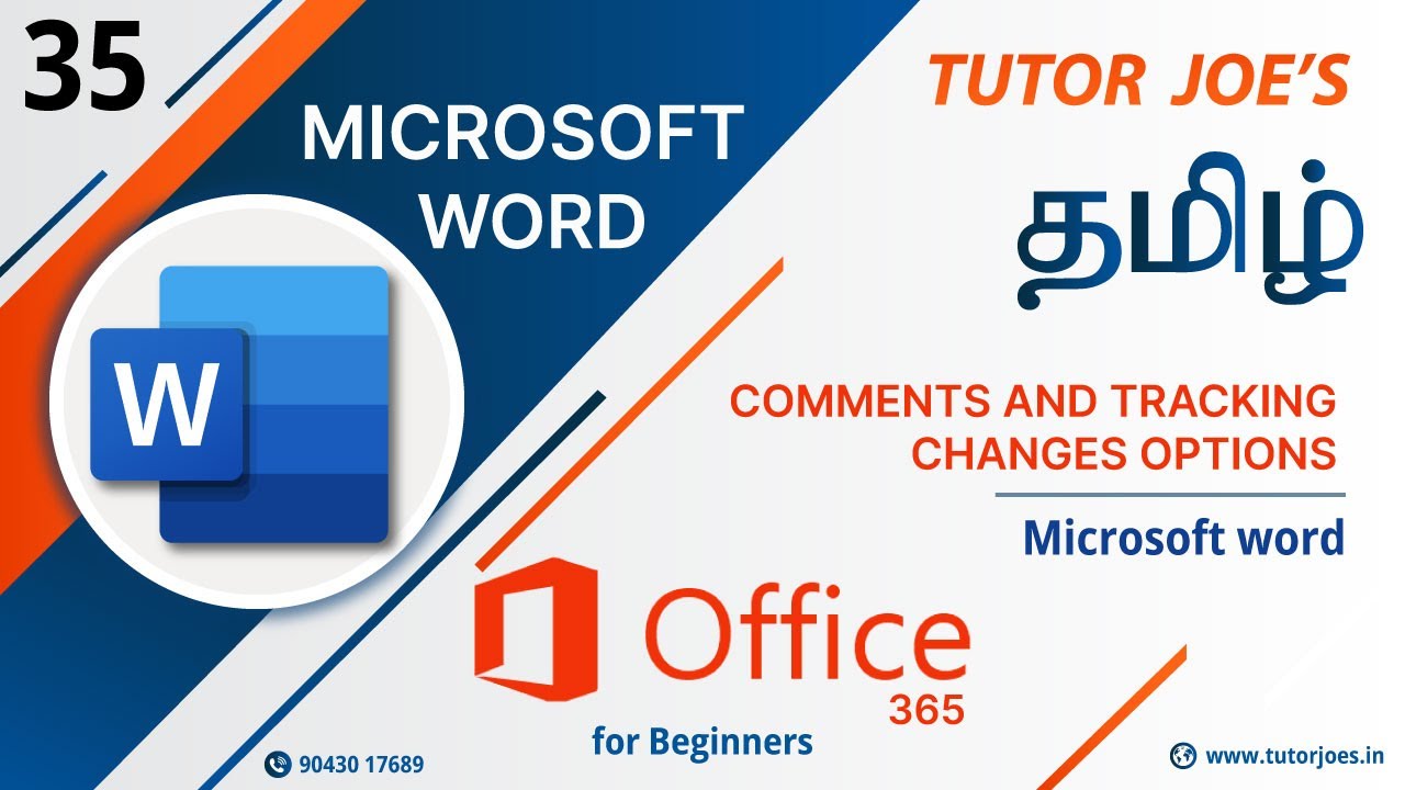 Comment and Tracking Changes in Microsoft Word  in Tamil  | MS Word in Tamil  Office 365