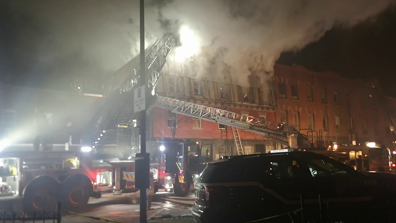Montreal major 5 alarm fire video 1