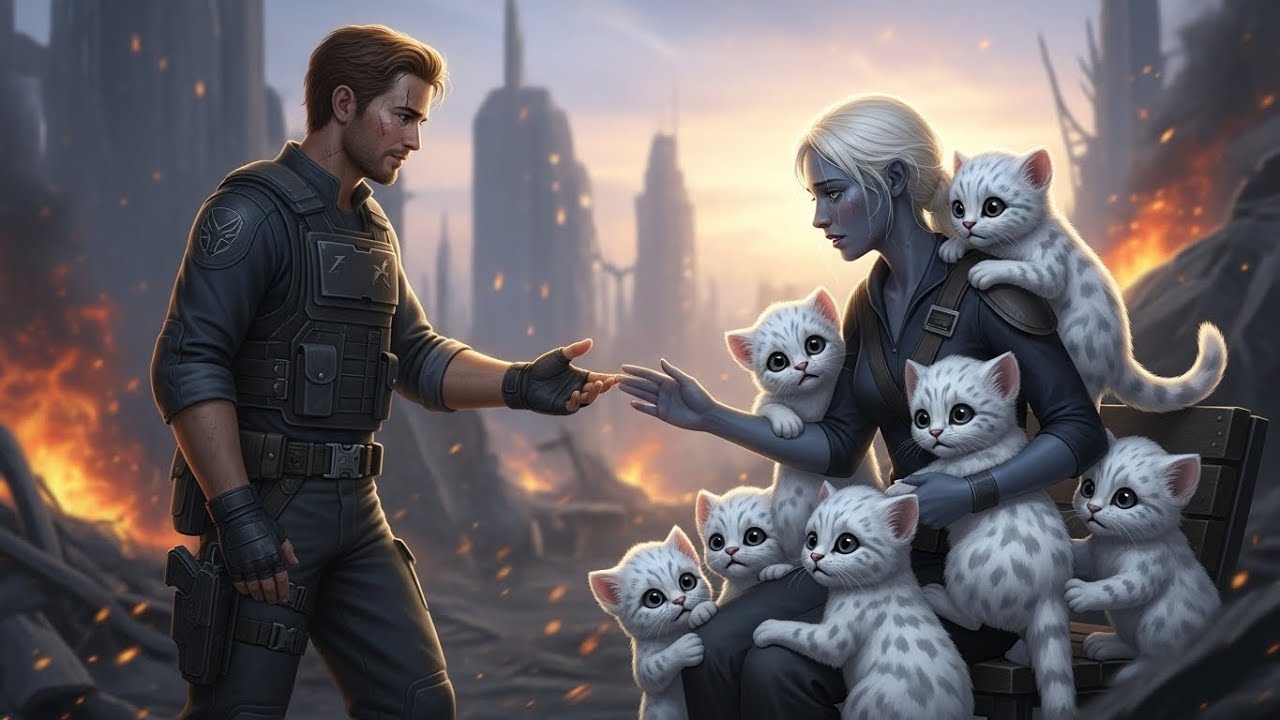 Come With Me…” the Human Veteran Said — After Seeing the Alien cat Widow and Her Kids Alone in the