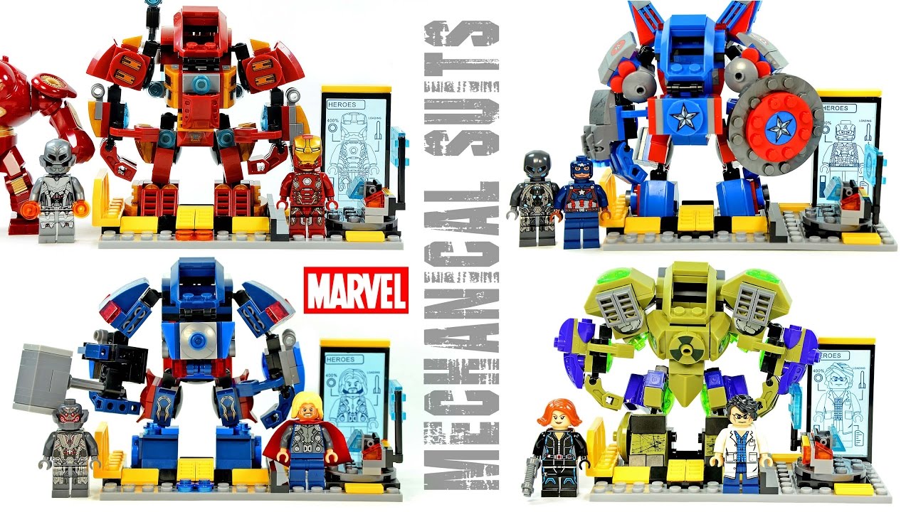 Iron Man Captain America Thor & Hulk  Bruce Banner Mechanical Suit & Laboratory Unofficial LEGO Set