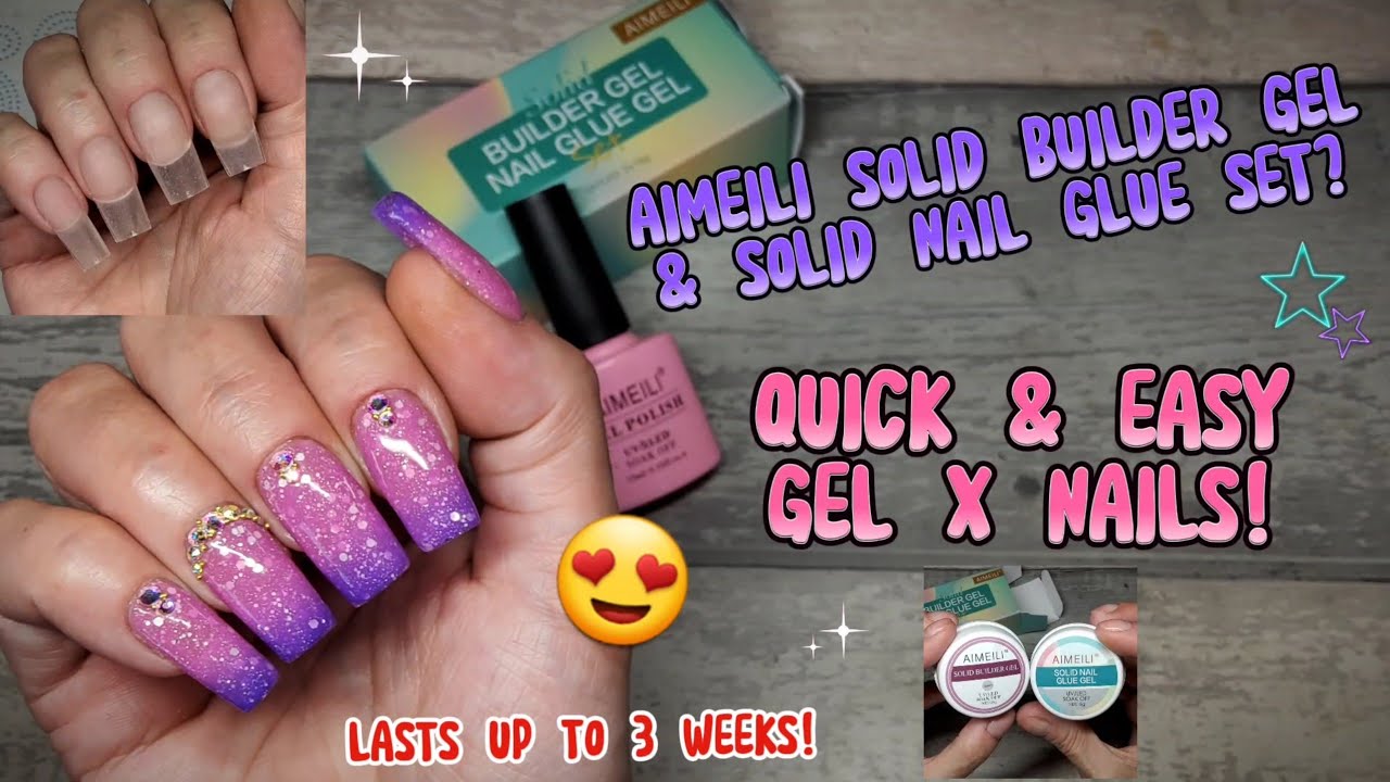 GEL X NAILS USING SOLID BUILDER GEL & GLUE GEL FROM AIMEILI