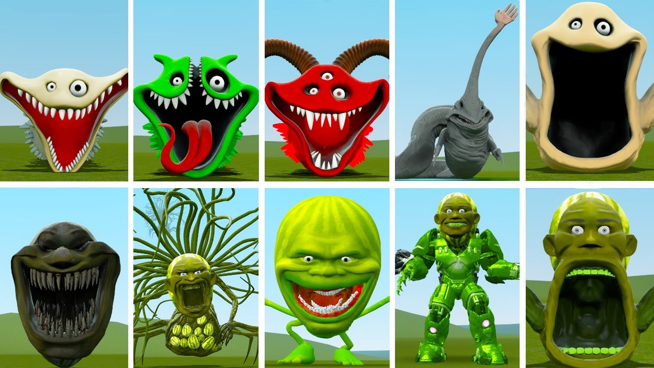 ALL NEW EVOLUTIONS OF MONSTER KING HUNGRY WORM VS MONSTER KING LINGANG MELON IN GARRY'S MOD !
