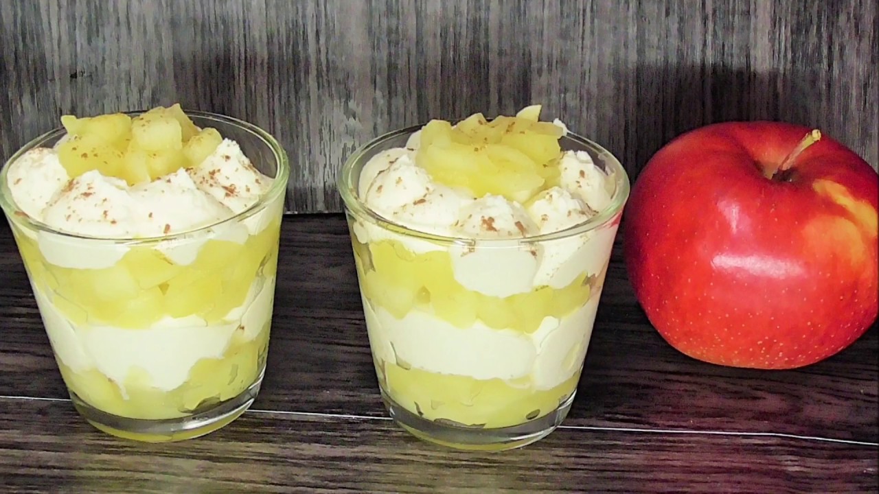 Einfache Apfeldessert  Schichtdessert  im Glas