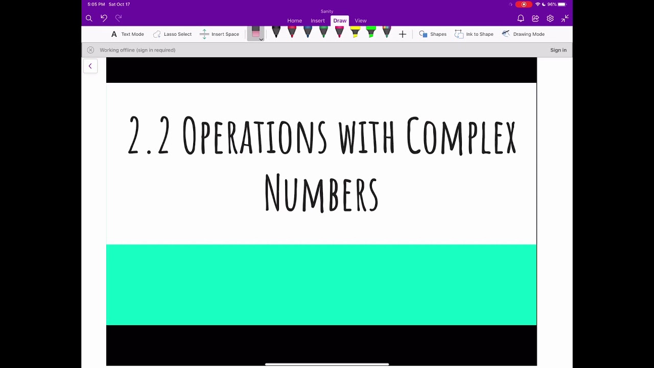 Algebra II 2.2 Operations with Complex Numbers