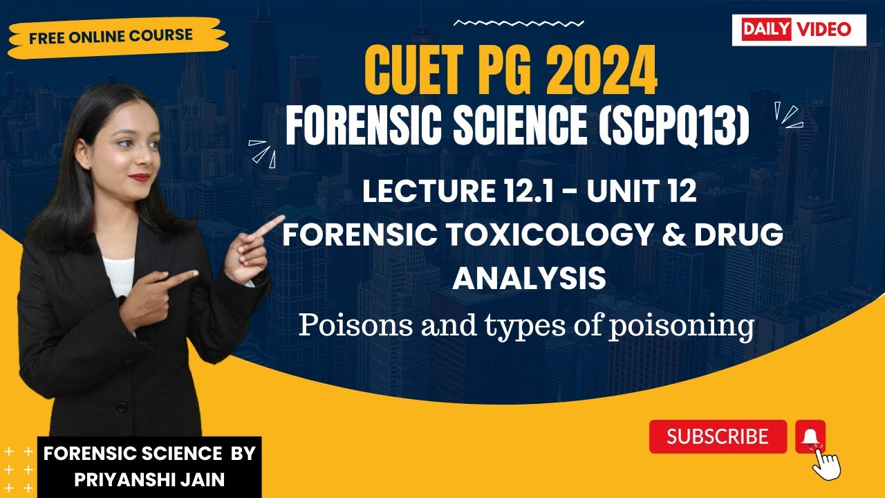 Poisons & type of Poisoning Lecture 12.1 Unit 12 Forensic Toxicology | CUET PG 2024 | Priyanshi Jain