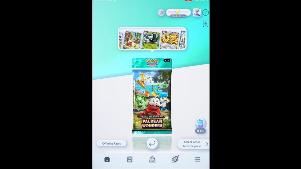 PTCGP opening 22 paldean wonders packs