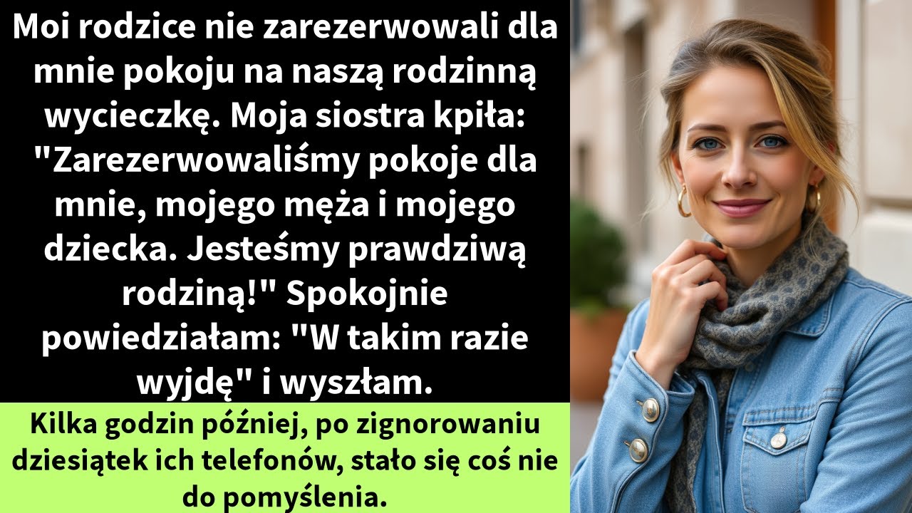 Moi rodzice nie zarezerwowali dla mnie pokoju na nasz rodzinny wyjazd. Moja siostra kpiła: