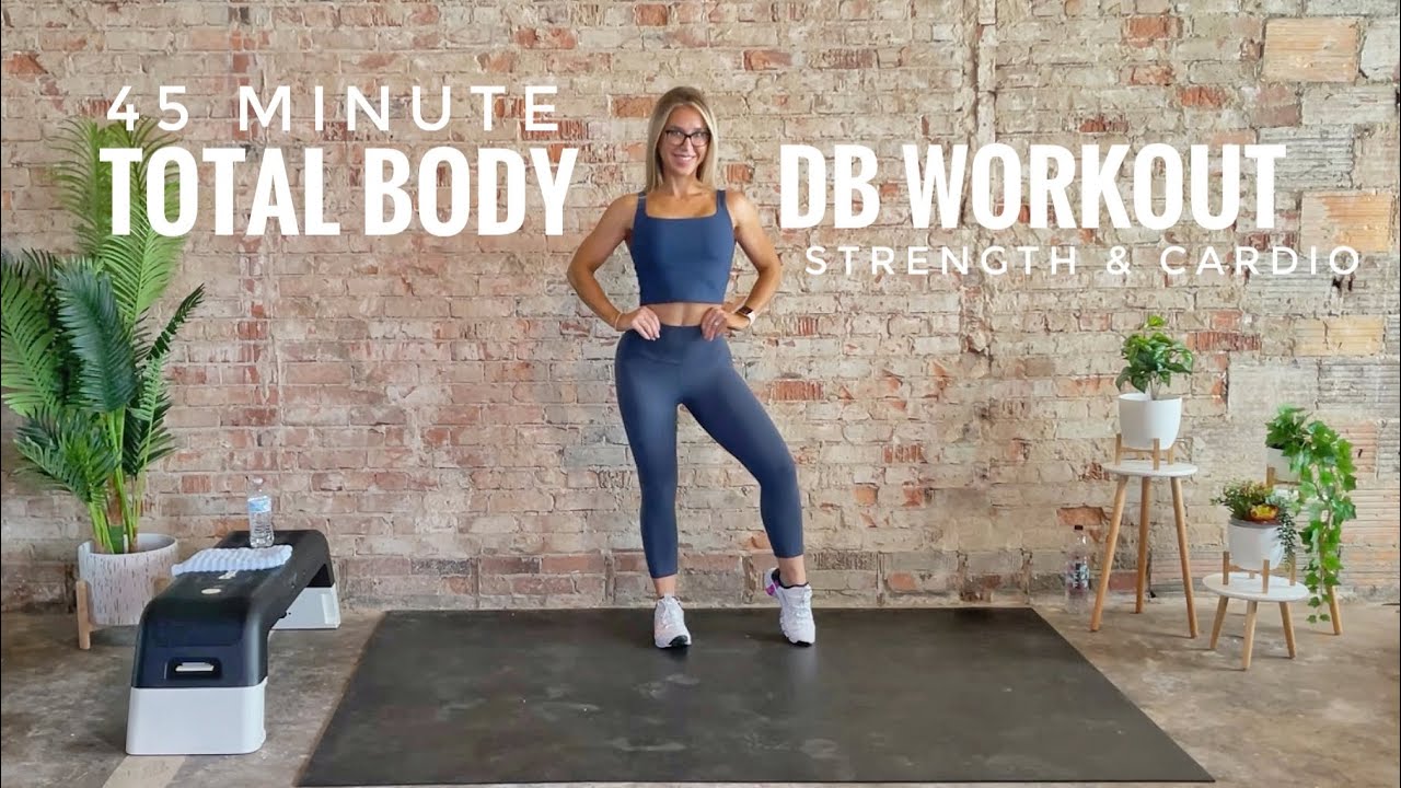 45 Minute Dumbbell Only Total Body Strength and Cardio Workout | At-Home