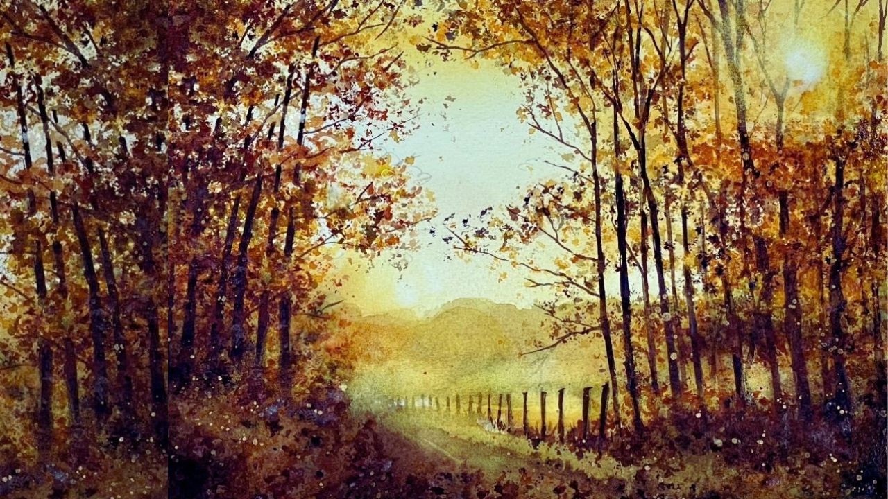 How To Paint Autumn Trees in Watercolour Step by Step Tutorial