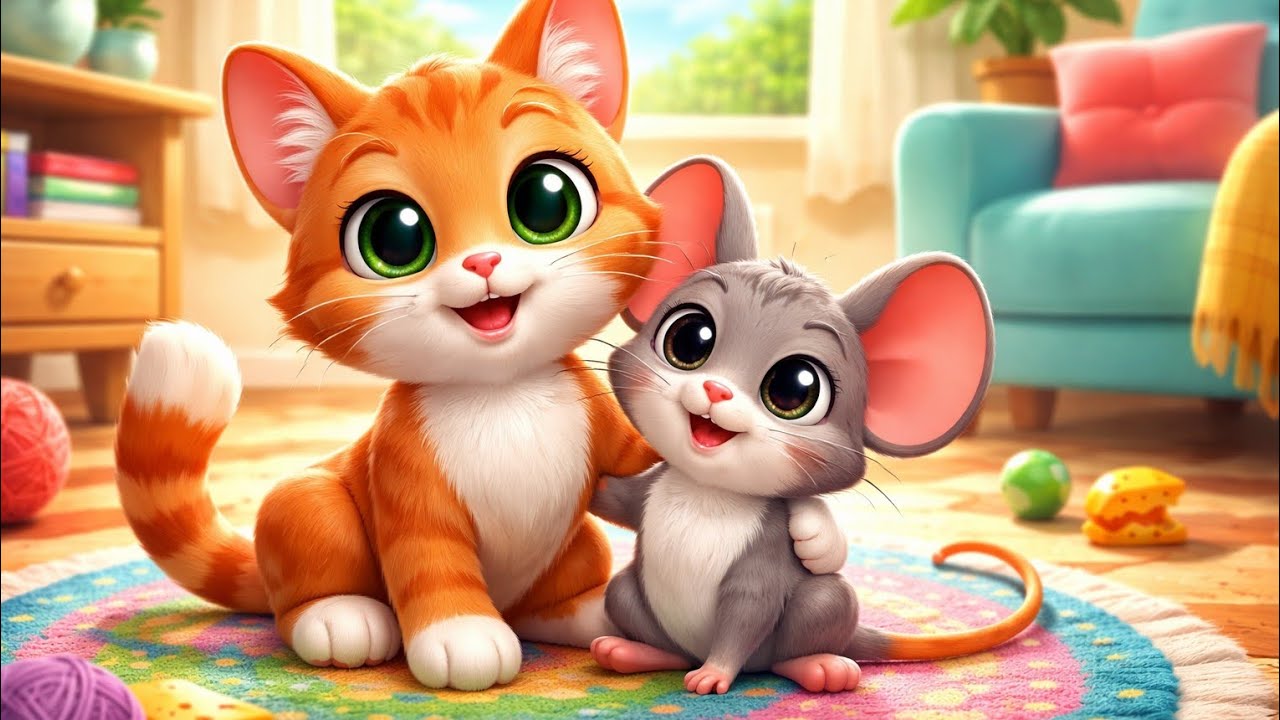 Katze Mia und Maus Piep 🐱🐭 | Lustiger Kinderreim zum Mitsingen | Spiel und Spaß für Kinder