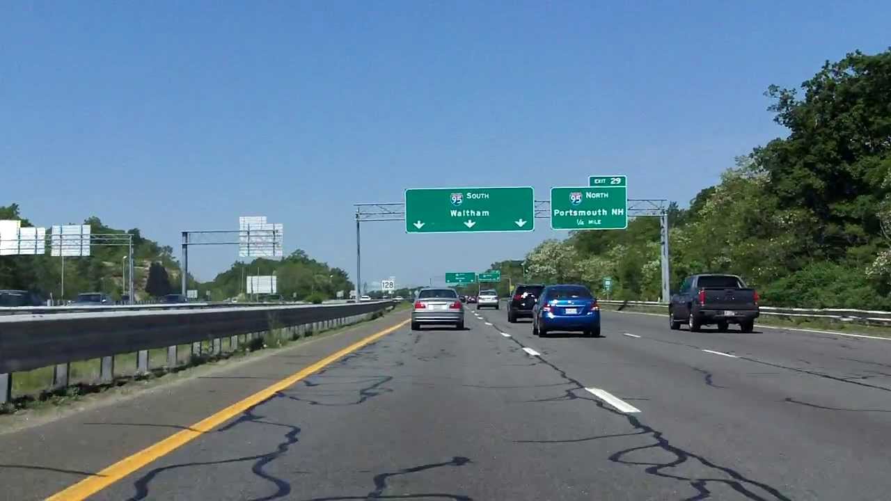 Yankee Division Highway (MA 128 Exits 19 to 29) southbound
