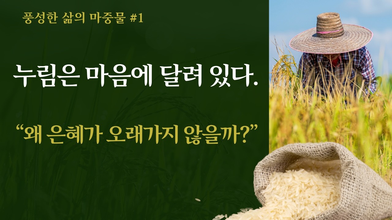 [풍성한 삶의 마중물 #1] 누림은 마음에 달려있다. (누가복음 8:11–15)