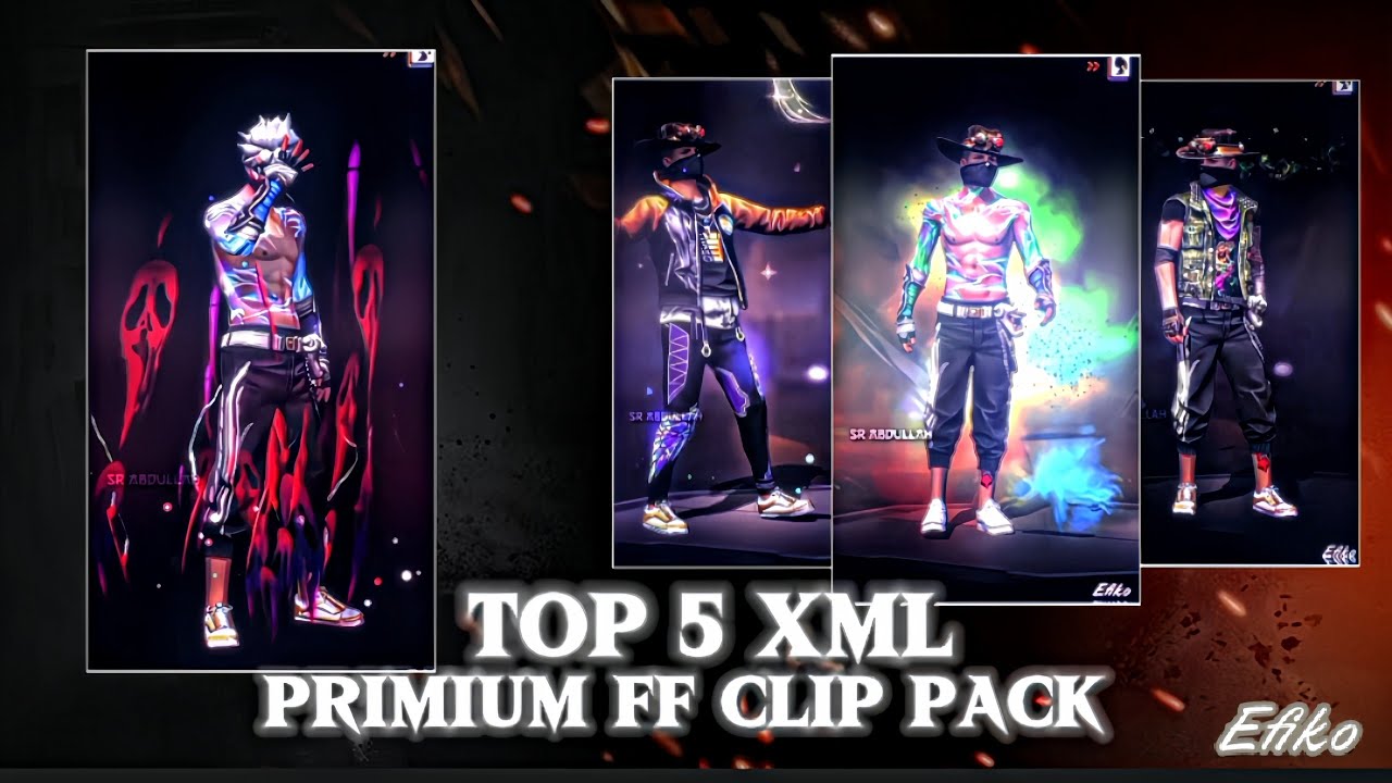 Free Fire Top♻️ 5 Clips + xml + cc ⬇️ ff 4k Clips For Editing🔹ff duo Emote Clips xml🔹SR ABDULLAH 