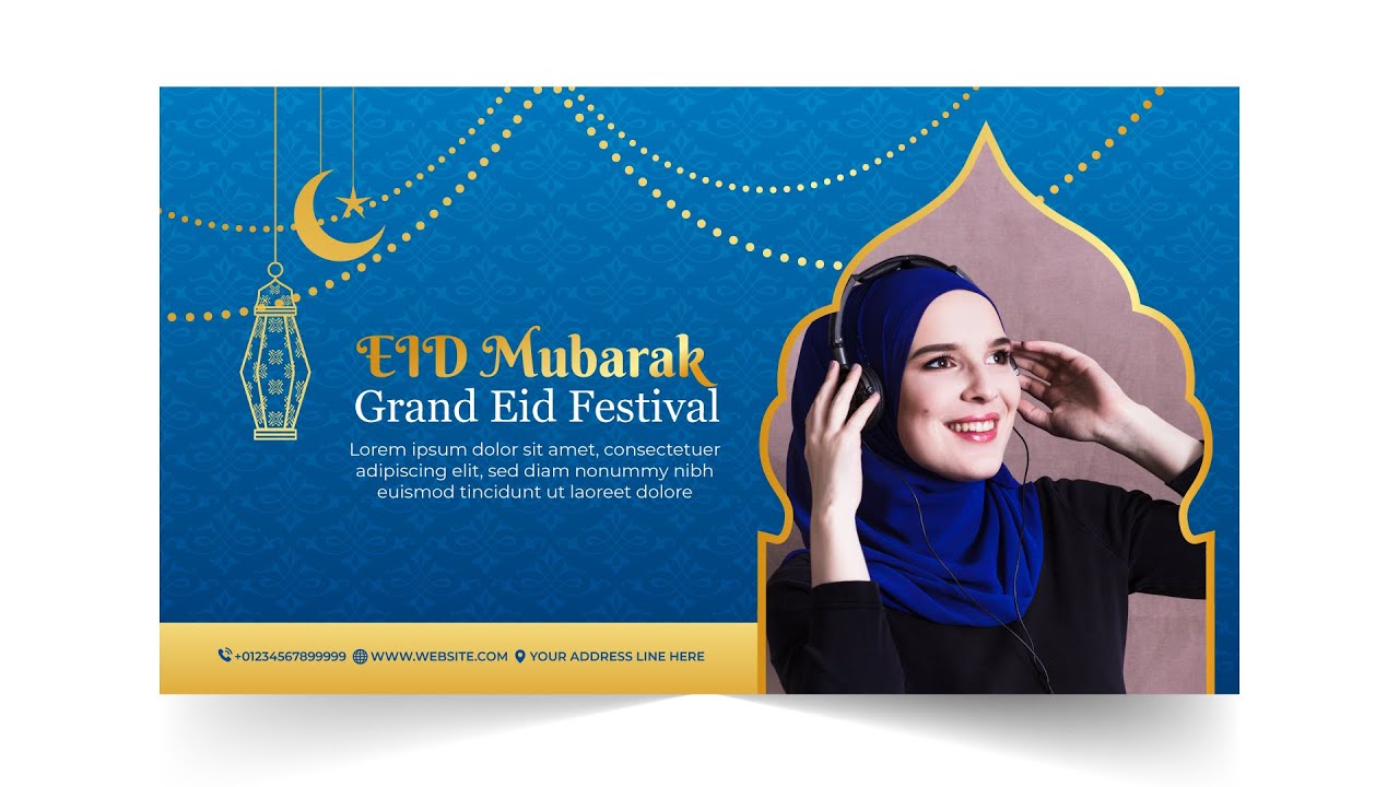 Eid Mubarak Grande Eid Festive Banner Design | Illustrator Tutorial
