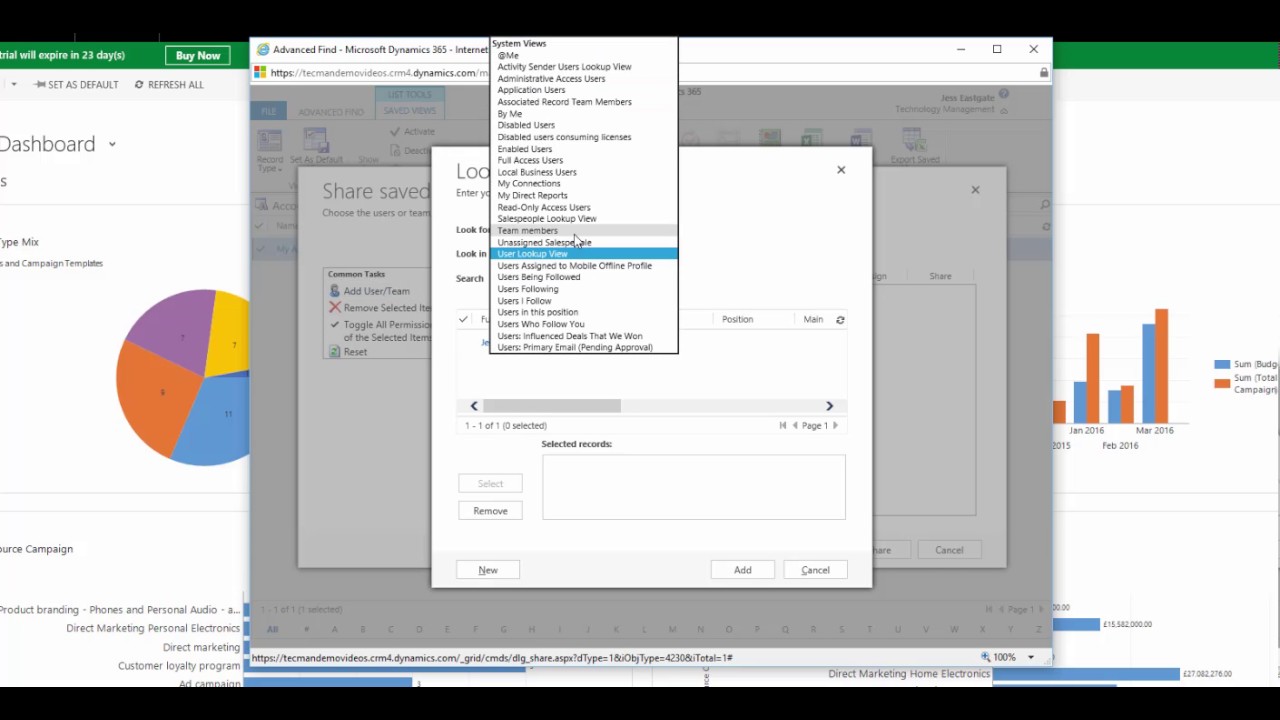 How to share an Advanced Find in Dynamics 365 / CRM 2016