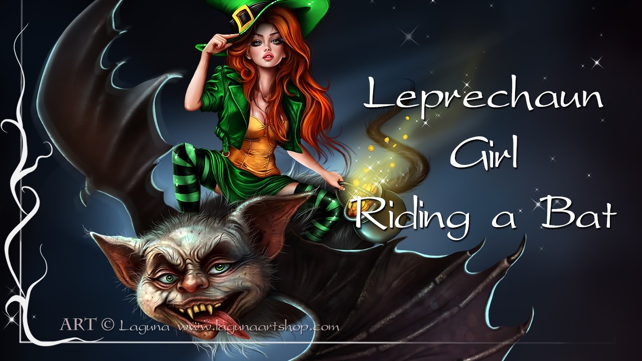 Leprechaun Girl Riding a Bat - SpeedPaint by Laguna 2026 | Drawing leprechaun girl and bat