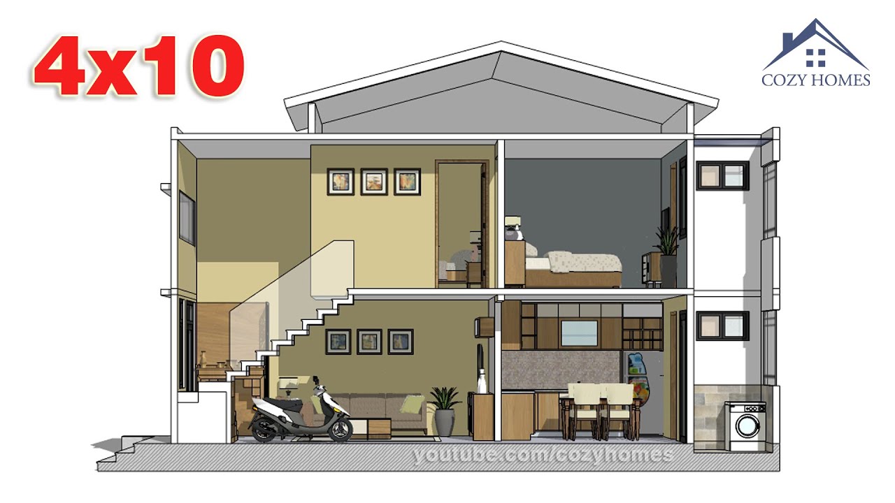 #CozyHomes | Mẫu Nhà Cấp 4 Có Gác Lửng 4x10m Với 2 Phòng Ngủ