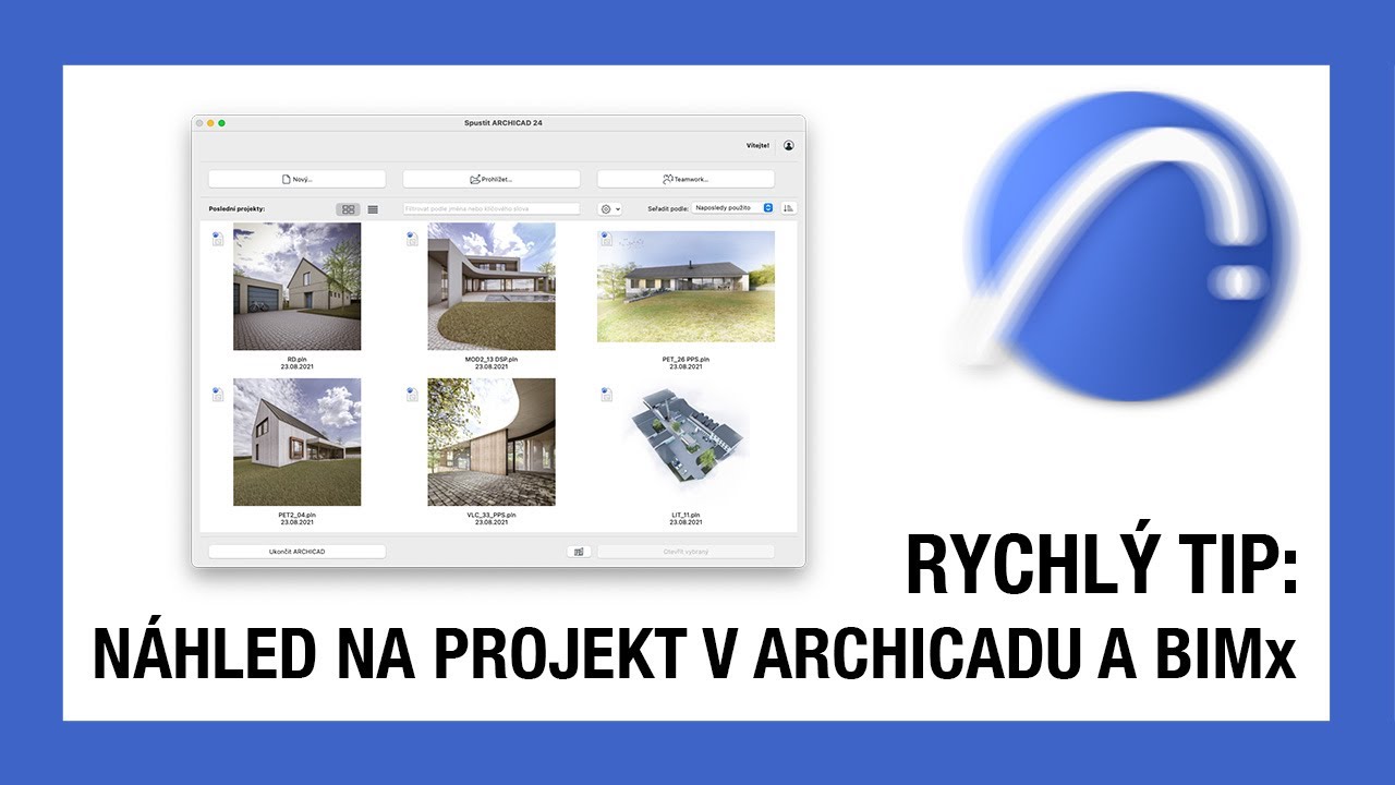 Rychlý tip: Náhled na projekt a informace o architektovi v Archicadu a BIMx