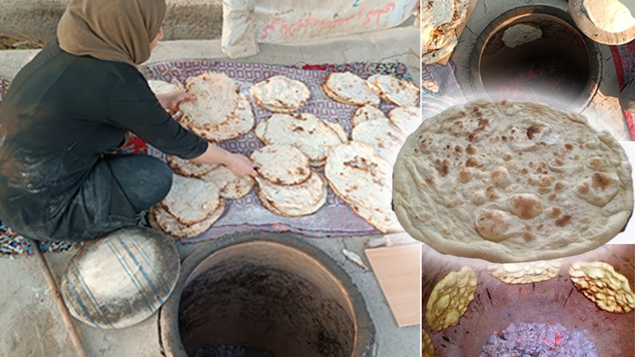 Iranian village lifestyle| Baking traditional homemade bread | village life cooking