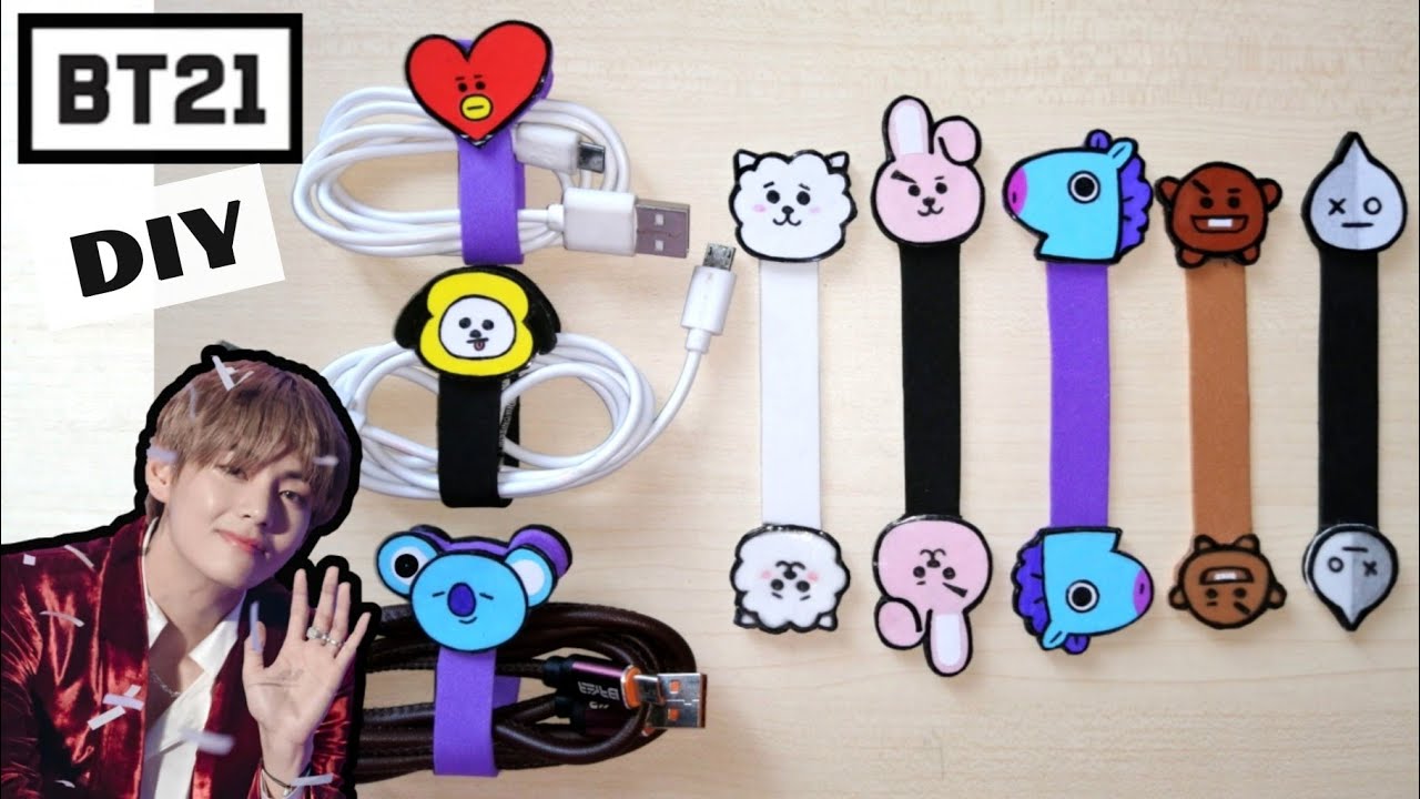 How to make BT21 DIY Cord Organizer | BTS  DIY handmade - No Print ❌🖨️ | Foam Sheet Crafts 😱