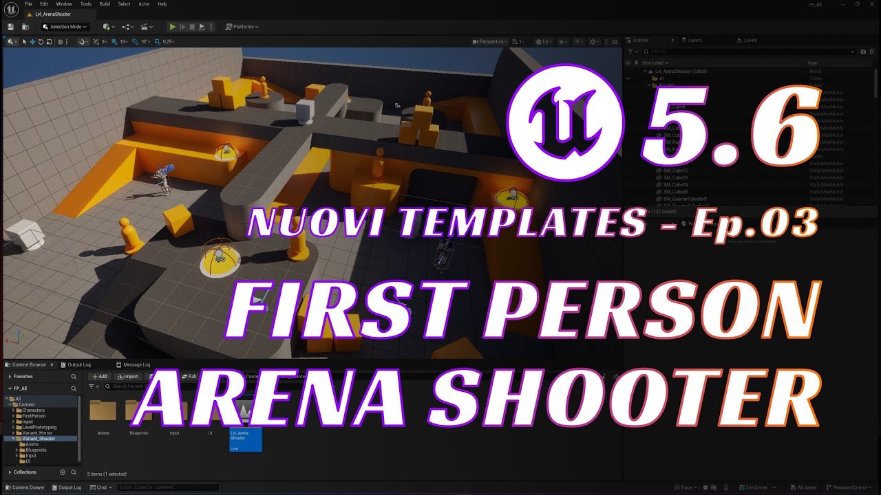 Unreal 5.6 - Обзор новых шаблонов | Гл.03 - От первого лица - вариант ARENA SHOOTER